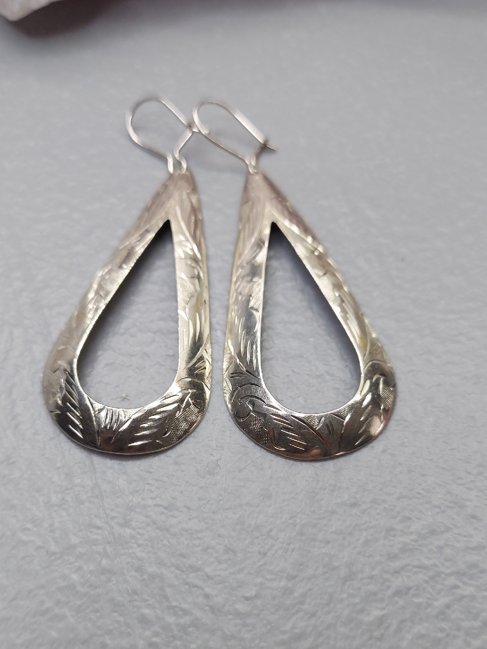 Sterling Silver Teardrop Filigree Earrings - Silver
